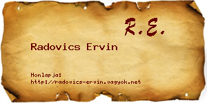 Radovics Ervin névjegykártya