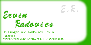 ervin radovics business card
